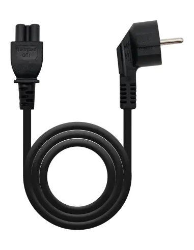 Nanocable Cable de Alimentación Trébol, CEE7 acodado M-C5 H, Negro, 2 m