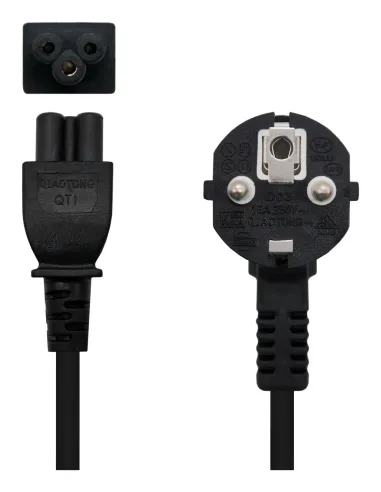 Nanocable Cable de Alimentación Trébol, CEE7 acodado M-C5 H, Negro, 3 m