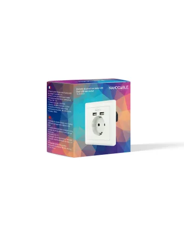 Nanocable Base de enchufe de pared tipo schuko con 2 tomas USB Max. 2.4A, blanca