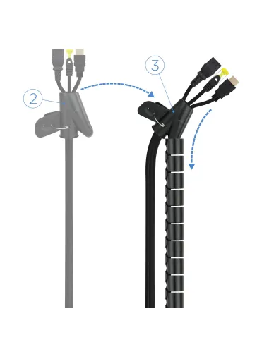 Nanocable Organizador de cables flexible 25 mm 1.0m, negro