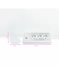 Nanocable Regleta de Sobremesa con 3 Tomas de Tierra y 2 USB´s con Luz, Blanco 2