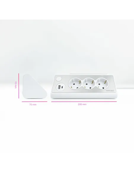 Nanocable Regleta de Sobremesa con 3 Tomas de Tierra y 2 USB´s con Luz, Blanco