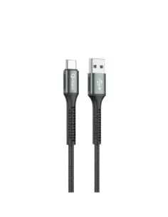 Cable qcharx prague usb a tipo c 3a - 1 m - aleación de aluminio negro cordón de tela suave