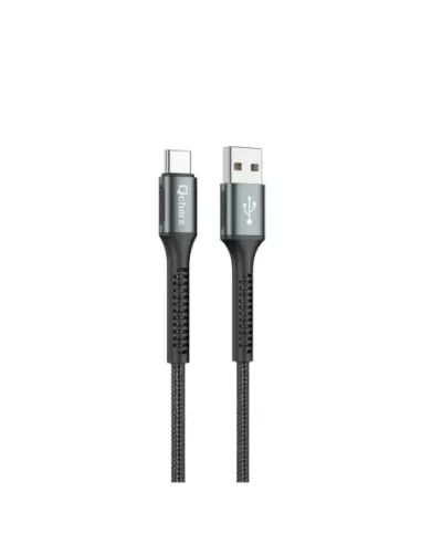 Cable qcharx prague usb a tipo c 3a - 1 m - aleación de aluminio negro cordón de tela suave