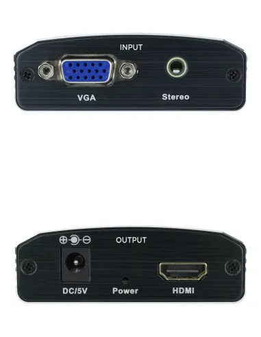 Nanocable Conversor SVGA+Audio a HDMI con Alimentación, SVGA H+Jack 3.5 H-HDMI A H, Negro