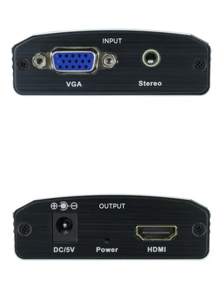 Nanocable Conversor SVGA+Audio a HDMI con Alimentación, SVGA H+Jack 3.5 H-HDMI A H, Negro