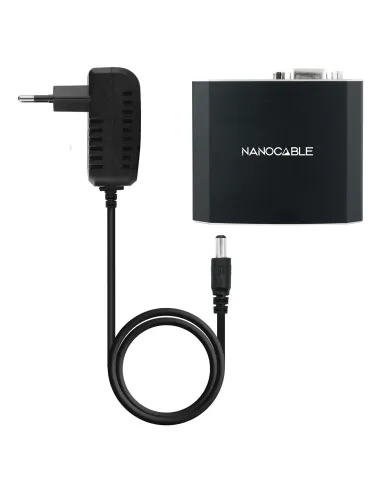 Nanocable Conversor SVGA+Audio a HDMI con Alimentación, SVGA H+Jack 3.5 H-HDMI A H, Negro