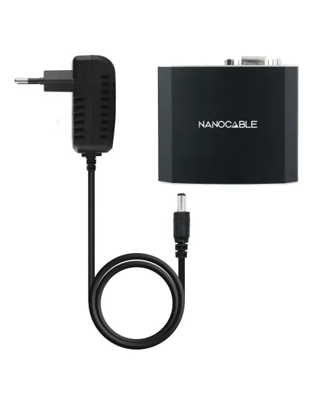 Nanocable Conversor SVGA+Audio a HDMI con Alimentación, SVGA H+Jack 3.5 H-HDMI A H, Negro