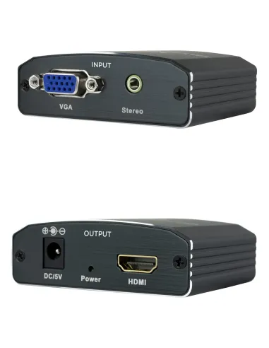 Nanocable Conversor SVGA+Audio a HDMI con Alimentación, SVGA H+Jack 3.5 H-HDMI A H, Negro