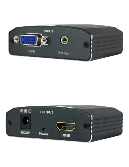 Nanocable Conversor SVGA+Audio a HDMI con Alimentación, SVGA H+Jack 3.5 H-HDMI A H, Negro