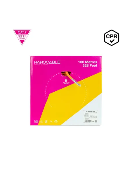 Nanocable Cable de Red CAT.7 LSZH SFTP PIMF AWG23, Naranja, 100 m
