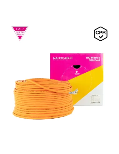 Nanocable Cable de Red CAT.7 LSZH SFTP PIMF AWG23, Naranja, 100 m