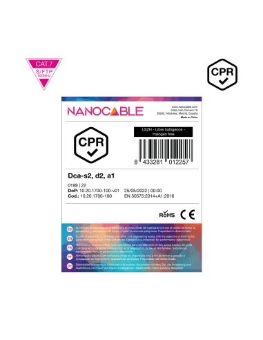 Nanocable Cable de Red CAT.7 LSZH SFTP PIMF AWG23, Naranja, 100 m