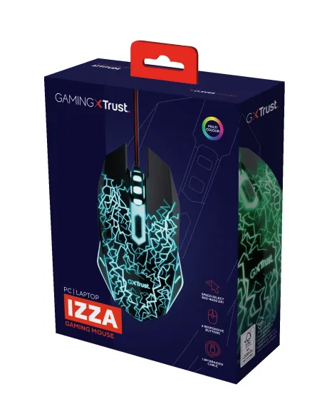 Trust GXT 105X Izza ratón Juego Ambidextro USB tipo A Óptico 4000 DPI