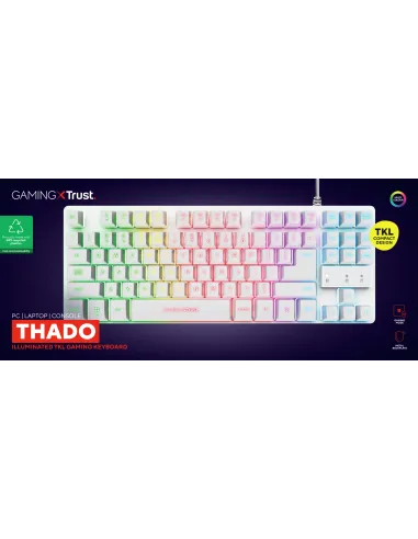 Trust GXT 833W Thado teclado Juego USB QWERTY Español Blanco