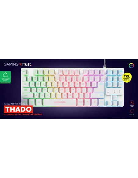 Trust GXT 833W Thado teclado Juego USB QWERTY Español Blanco