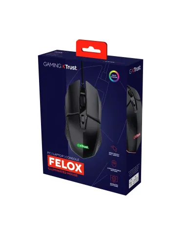 Trust GXT 109 Felox ratón Juego mano derecha USB tipo A Óptico 6400 DPI