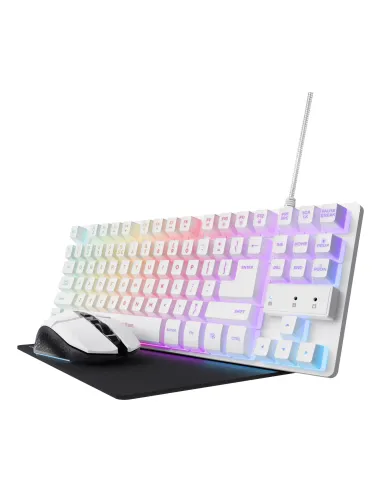 Trust GXT 794W teclado Ratón incluido Juego USB QWERTY Inglés de EE. UU. Blanco
