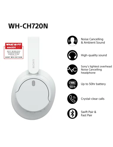 Sony WH-CH720 Auriculares Inalámbrico y alámbrico Diadema Llamadas Música USB Tipo C Bluetooth Blanco