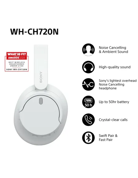 Sony WH-CH720 Auriculares Inalámbrico y alámbrico Diadema Llamadas Música USB Tipo C Bluetooth Blanco