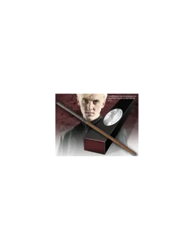 Replica the noble collection harry potter draco malfoy varita con caja y placa de identificacion