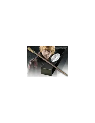 Replica the noble collection harry potter ron weasley varita con caja y placa de identificacion