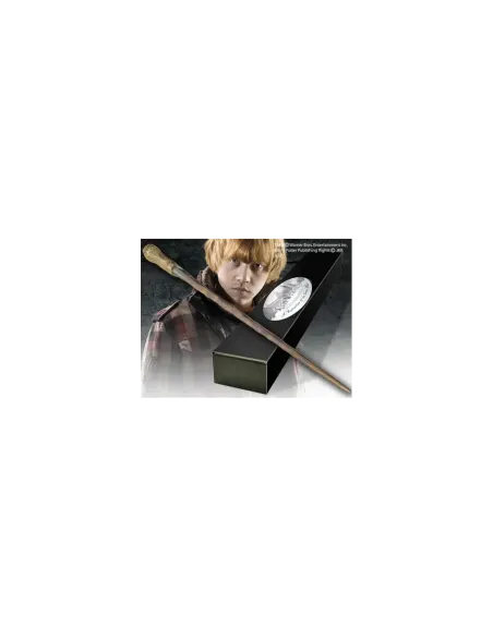 Replica the noble collection harry potter ron weasley varita con caja y placa de identificacion
