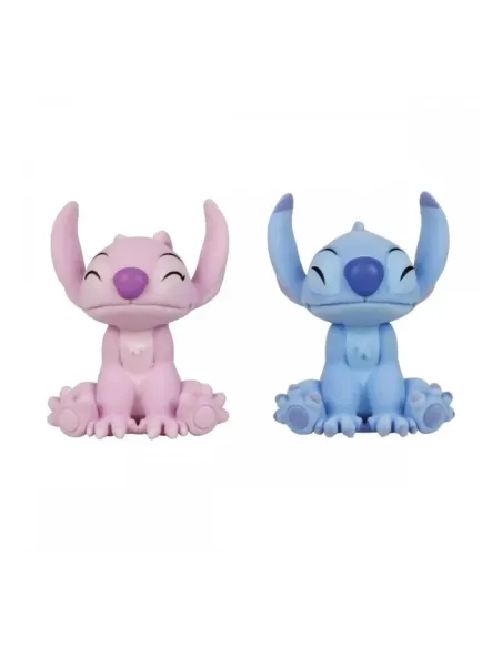 Pack de 2 figuras flocadas enesco disney stitch y angel beso
