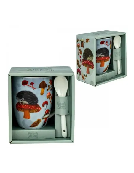 Taza de cerámica con cuchara enesco erizo