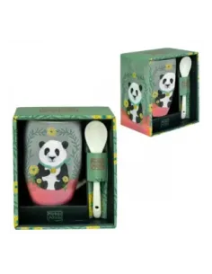 Taza de cerámica con cuchara enesco panda