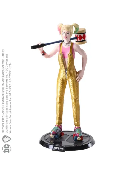 Figura the noble collection bendyfigs dc comics aves de presa harley quinn con mazo