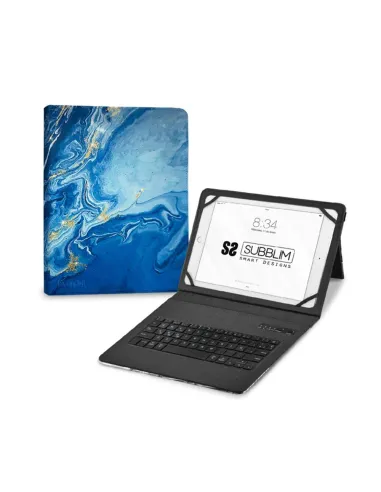 Funda + teclado subblim para tablet 11pulgadas trendy marmol azul