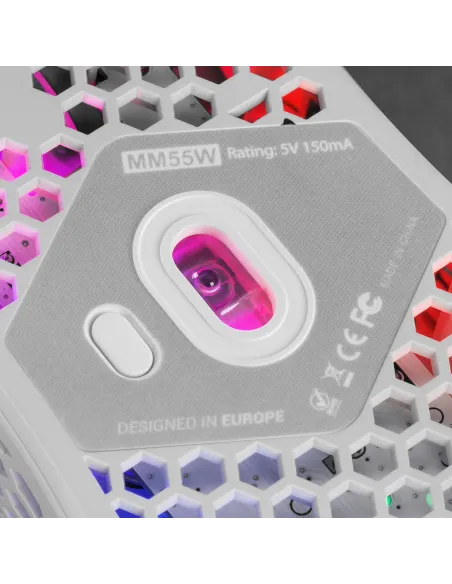 Mars Gaming MM55W, Ratón Inalámbrico Gaming RGB Chroma, Ultra-ligero 55 g, 12800 DPI, Switches Mecánicos Programables HUANO,