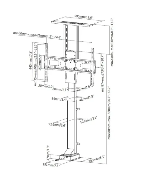 Equip Soporte de TV con mando a distancia motorizado de 37"-65