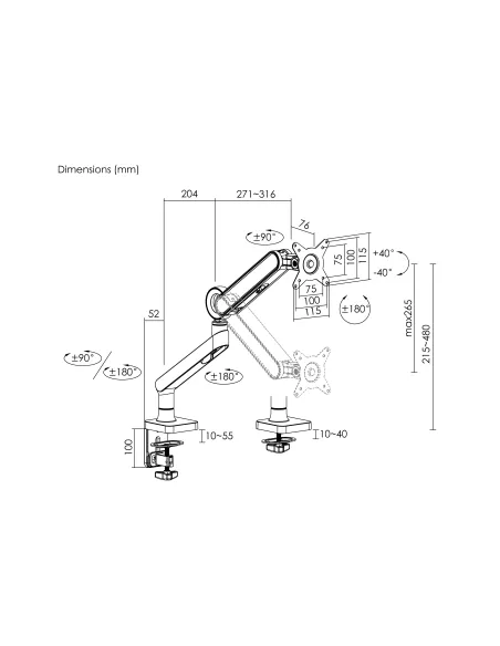 Equip Soporte de escritorio para monitor de 17«-35», blanco