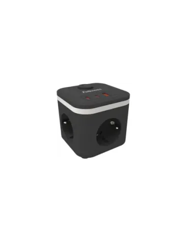 Regleta con Interruptor Fellowes/ 3 Tomas de corriente/ 1 USB - 2 USB Tipo-C/ Cable 2m/ Negra
