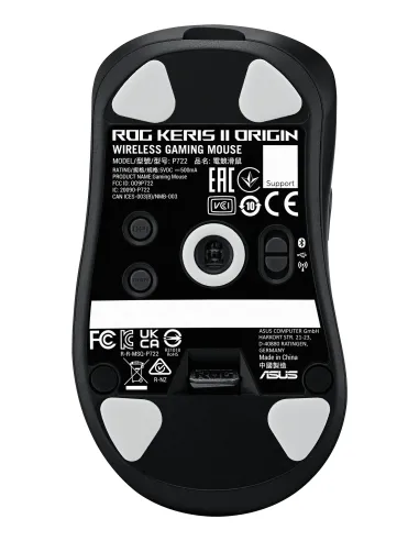 ASUS ROG Keris II Origin BLK ratón Juego mano derecha RF Wireless + Bluetooth + USB Type-A Óptico 42000 DPI