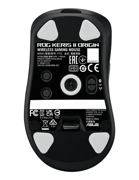 ASUS ROG Keris II Origin BLK ratón Juego mano derecha RF Wireless + Bluetooth + USB Type-A Óptico 42000 DPI