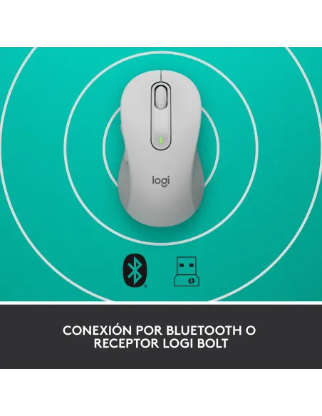 Logitech Signature M650 for Business, Ratón inalámbrico, Para manos pequeñas medianas, Logi Bolt, Bluetooth, SmartWheel, Blanco
