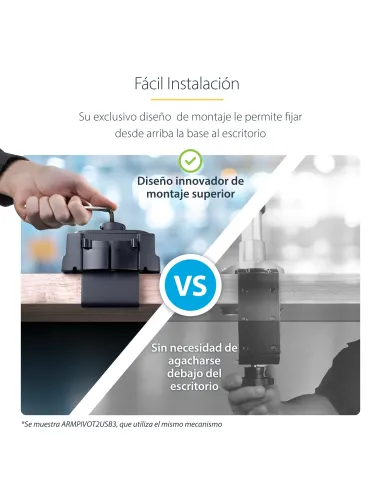 StarTech.com ARMSLIM2USB3 soporte para monitor 86,4 cm (34") Escritorio Negro