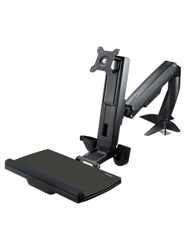 StarTech.com Brazo de Soporte de Pie y Sentado - Brazo Ajustable de Montaje en Escritorio de Pie o Sentado para Un Monitor VESA