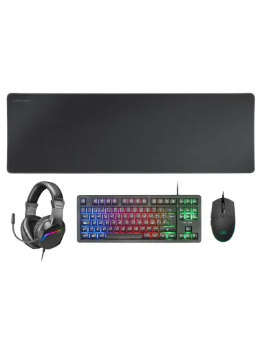 Mars Gaming MCP-RGB3, Pack Gaming Teclado Fixed RGB + Ratón Gaming RGB Flow 3200 DPI + Auriculares Over-Ear RGB + Alfombrilla