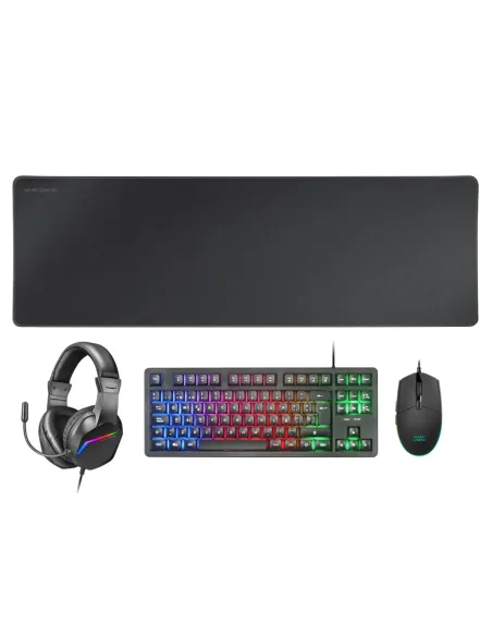 Mars Gaming MCP-RGB3, Pack Gaming Teclado Fixed RGB + Ratón Gaming RGB Flow 3200 DPI + Auriculares Over-Ear RGB + Alfombrilla