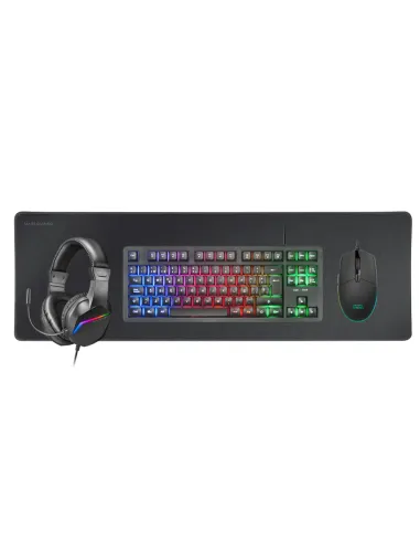 Mars Gaming MCP-RGB3, Pack Gaming Teclado Fixed RGB + Ratón Gaming RGB Flow 3200 DPI + Auriculares Over-Ear RGB + Alfombrilla