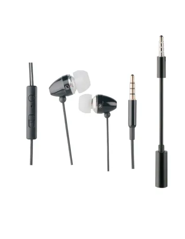 Muvit auriculares estéreo con micrófono + adaptador 3 -5mm negro