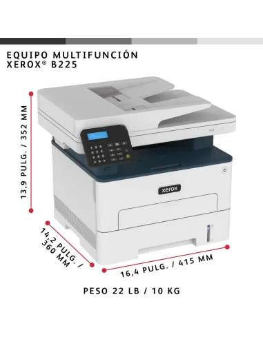 Xerox B225 A4 34 ppm Inalámbrica a doble cara Copia impresión escaneado PS3 PCL5e 6 ADF 2 bandejas Total 251 hojas