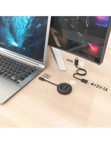 AISENS USB-C A HDMI Inalambrico 1080P 30m, Negro