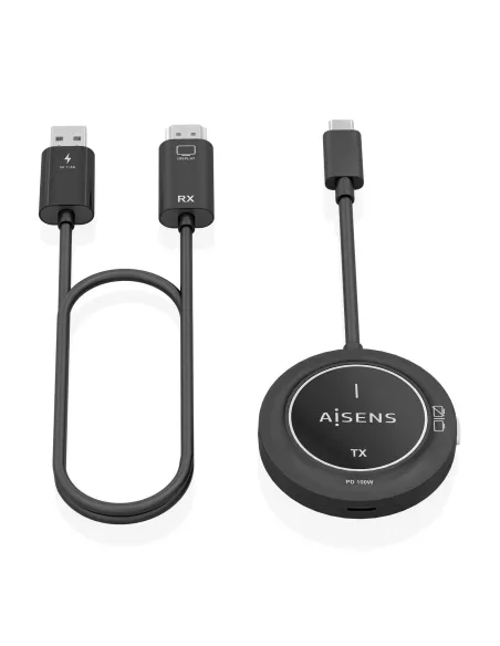 AISENS USB-C A HDMI Inalambrico 1080P 30m + USB-C PD 100W, Negro
