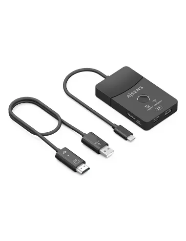 AISENS Docking USB-C a HDMI 1080P@60Hz (Inalámbrico) 30M, 1xHDMI 4K60HZ (Cable) 2xUSB-C 1xUSB-A 1xUSB-C PD 100W, Negro