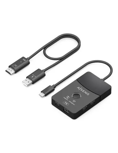 AISENS Docking USB-C a HDMI 1080P@60Hz (Inalámbrico) 30M, 1xHDMI 4K60HZ (Cable) 2xUSB-C 1xUSB-A 1xUSB-C PD 100W, Negro